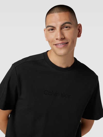 CK Calvin Klein T-shirt z bawełny z detalem z logo Czarny 3