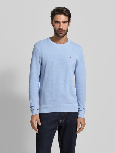 Tommy Hilfiger Regular fit gebreide pullover van zuiver katoen Lichtblauw - 4
