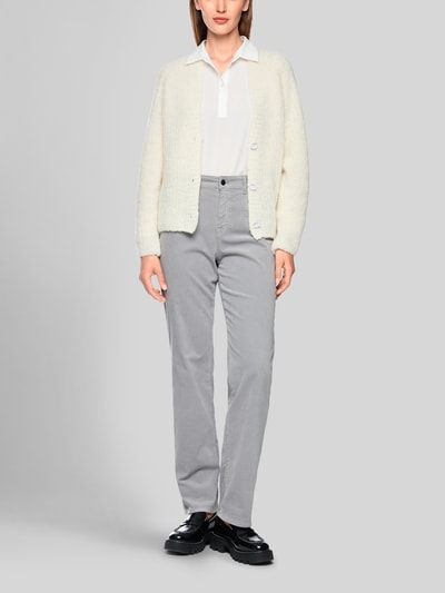 Marc Cain straight fit broek met corduroystructuur Lichtgrijs - 1