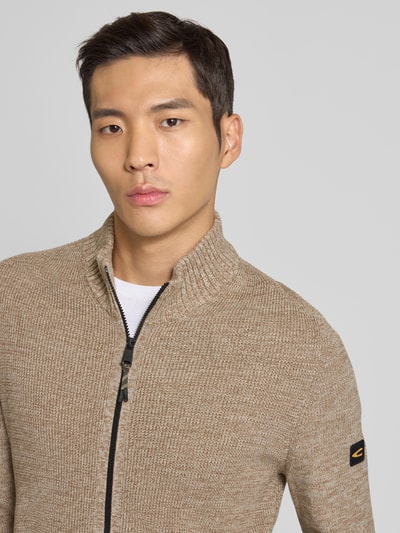 camel active Slim Fit Strickjacke Modell 'Mouline' Offwhite Melange 3