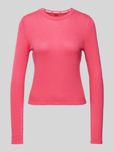 HUGO Strickpullover mit Label-Stitching Modell 'Scallia' Pink 2