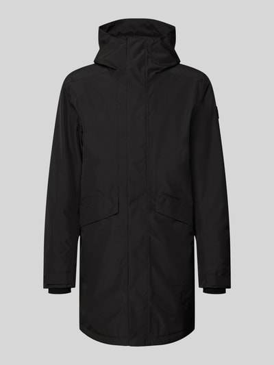 Produktfoto, Regular Fit Parka mit Kapuze Modell 'Kenny' von Didriksons in Schwarz, klare Linien, glatte Oberfläche, Eingrifftaschen, Vorderansicht