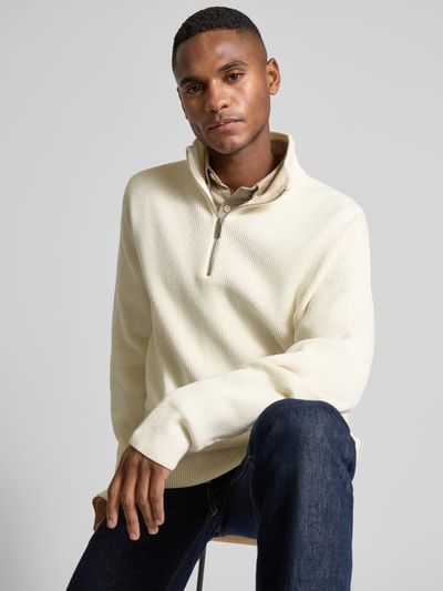 Lindbergh Relaxed Fit Strickpullover in Ripp-Optik Offwhite 3