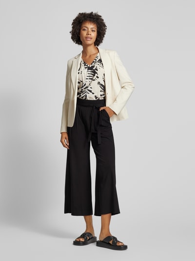 comma Wide leg stoffen broek met strikceintuur Zwart - 1