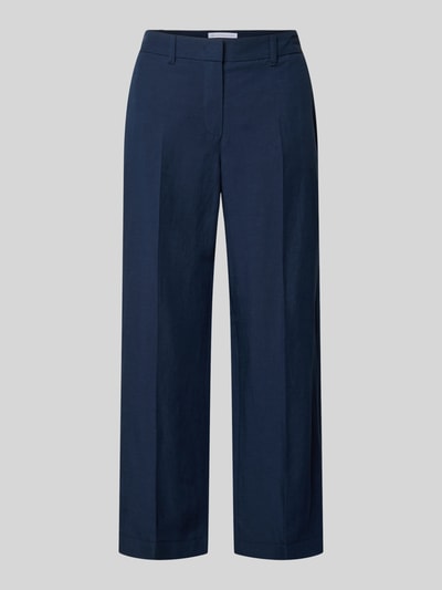 Produktfoto, dunkelblaue Stoffhose mit Bügelfalten Modell 'OLESSA' von Raffaello Rossi, Viskose-Leinen-Mix, 7/8 Fit, glatte Textur