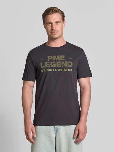 PME Legend T-shirt z okrągłym dekoltem i nadrukiem z logo labelu Antracytowy 4
