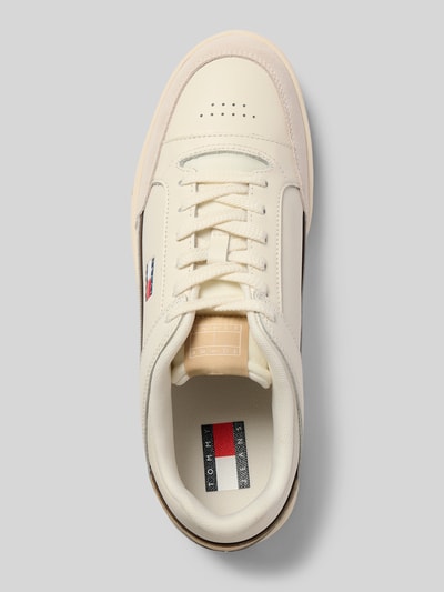 Produktfoto, Sneaker aus Veloursleder mit Logo-Print von Tommy Jeans in crème- en beigetinten, glad suède oppervlak, heren sneakers.