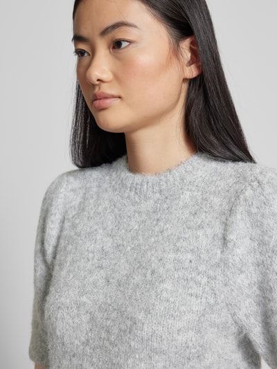 Vero Moda Regular Fit Strickpullover mit Puffärmeln Modell 'NOVAH' Mittelgrau 3