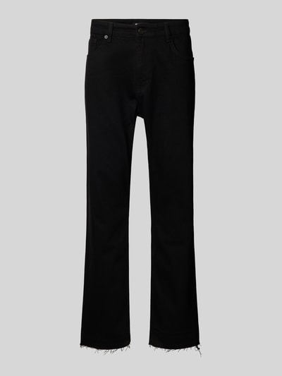 2Y Studios Straight Leg Jeans mit Fransen Modell 'ARUN OPEN HEM' Black 2