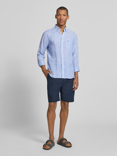 Fynch-Hatton Slim Fit Leinenhemd mit Button-Down-Kragen Royal 1