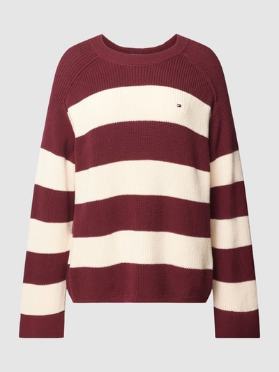 Tommy Hilfiger Sweter z dzianiny z wyhaftowanym logo Bordowy 2