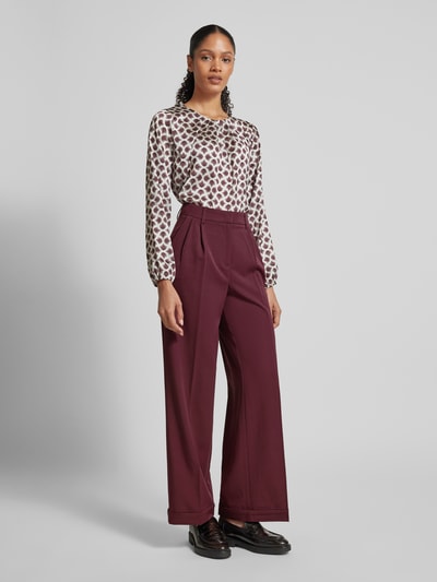 Zero Regular fit stoffen broek met persplooien Bordeaux - 1