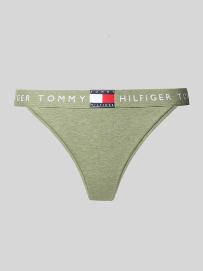 TOMMY HILFIGER Stringi z mieszanki bawełny model ‘TH HERITAGE’ Oliwkowy 1