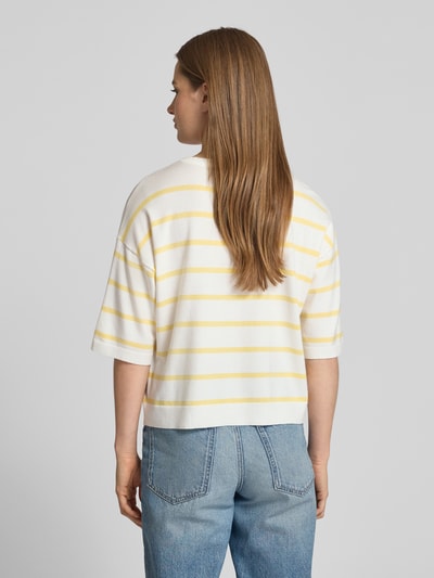 MSCH Copenhagen Strickshirt mit überschnittenen Schultern und Rundhalsausschnitt Hellgelb 5