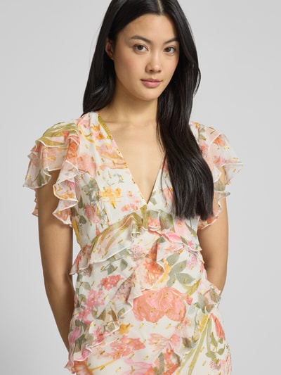 Lipsy Abendkleid mit Volants Ecru 3