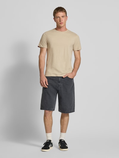 Superdry T-shirt z prążkowanym okrągłym dekoltem Beżowy 1