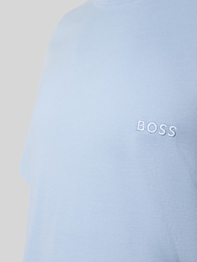 Produktfoto, hellblaues Jersey-T-Shirt aus dem T-Shirt-Set mit Logo-Schriftzug im 3er-Pack von BOSS, kurze Ärmel, Rundhalsausschnitt