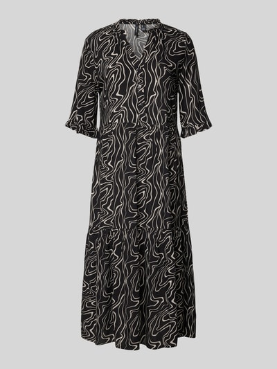 Produktfoto, Ausgestelltes Maxikleid aus reiner Viskose Modell 'EASY JOY' von Vero Moda mit Allover-Muster, schwarz-beige, leichte Textur