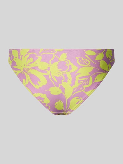Produktfoto, Bikinihose im Allover-Look Modell 'CHALIA' von Marie Jo, lila-gelb, florales Muster, strukturierte Oberfläche, körpernahe Passform