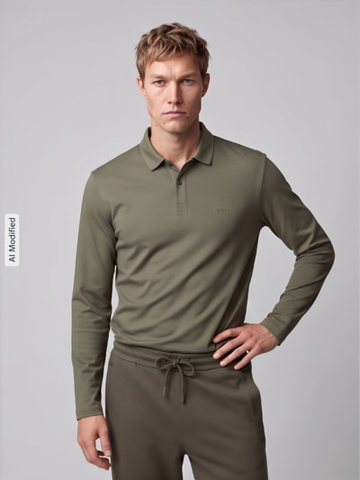 BOSS Green Poloshirt mit Logo-Patch Modell 'Pirol' Oliv 4