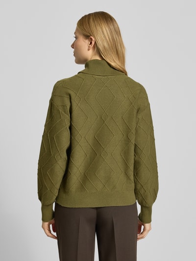 FREE/QUENT Sweter z dzianiny z prążkowanymi wykończeniami model ‘Saturn’ Khaki 5