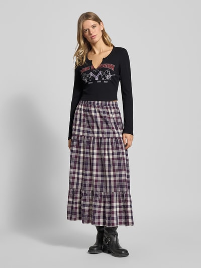 TRUE RELIGION Kort shirt met lange mouwen en labelprint, model 'BUDDHA' Zwart - 1