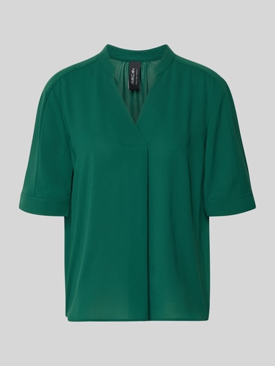 Produktfoto, Regular Fit Bluse mit V-Ausschnitt von Marc Cain, zielony kolor, krój regular fit, stójka, długość tyłu 59 cm, rękaw 29 cm
