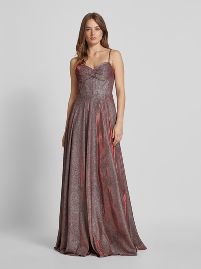 Luxuar Abendkleid mit Herz-Ausschnitt Bordeaux 4