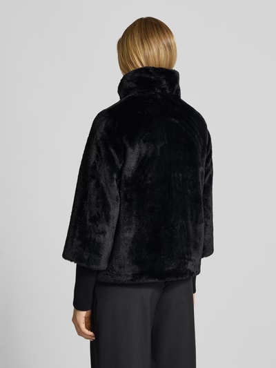 s.Oliver BLACK LABEL Relaxed fit jack van imitatiebont met gebreide stormboorden Zwart - 5