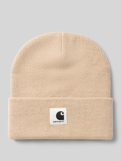 Produktfoto, Beanie mit Label-Patch Modell 'ASHLEY' von Carhartt Work In Progress, beige, Strick-Optik, breiter Umschlag, Herren Accessoire
