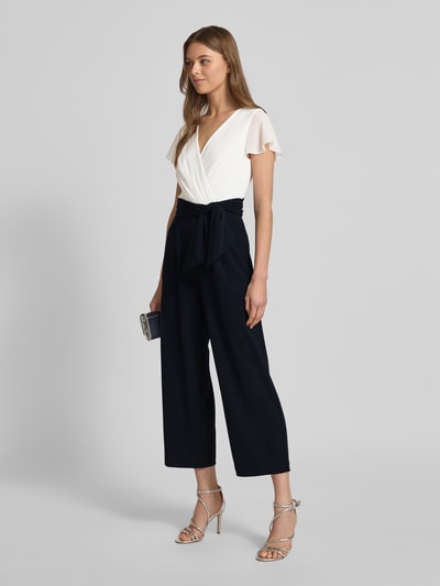 Christian Berg Cocktail Jumpsuit in Wickel-Optik Marine Melange 1