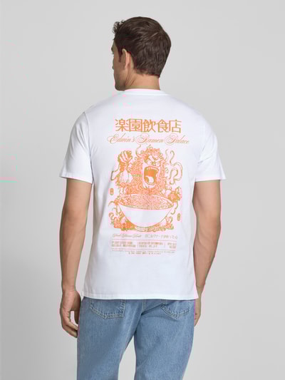 Edwin T-Shirt mit Label-Print Modell 'RAMEN PALACE' Weiss 5