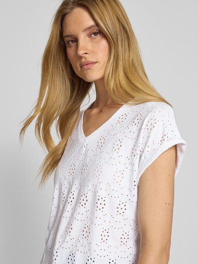 Soyaconcept T-Shirt mit Lochstickerei Modell 'INGELA' Weiss 3