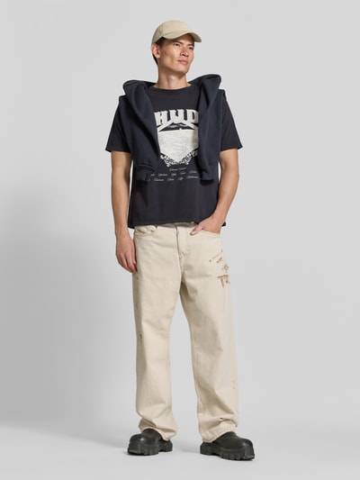 RHUDE T-Shirt mit großem Frontprint Black 1