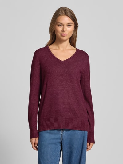 Christian Berg Woman Regular Fit Longsleeve aus Viskose-Mix in Strick-Optik Kirsche Melange 4