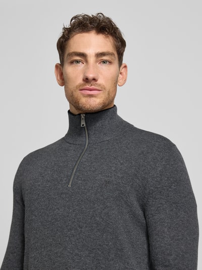 Marc O'Polo Regular Fit Troyer Baumwoll-Schurwoll-Mix Graphit 3