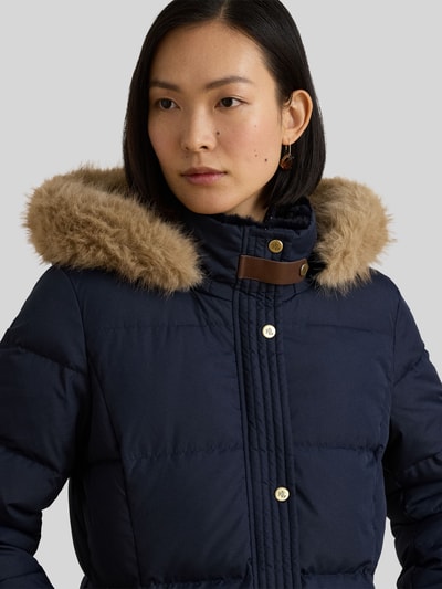 Lauren Ralph Lauren lange donsjas met afneembare capuchon Marineblauw - 3