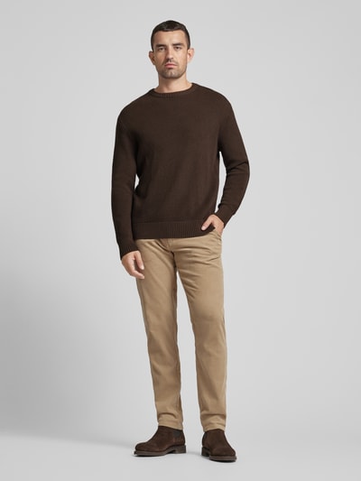 SELECTED HOMME Gebreide pullover met ribboorden, model 'HENNY' Donkerbruin - 1