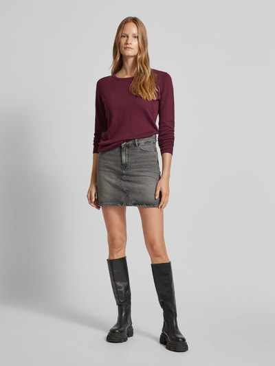 Vero Moda Regular Fit Strickpullover mit Rundhalsausschnitt 'CARE STRUCTURE' Bordeaux 1