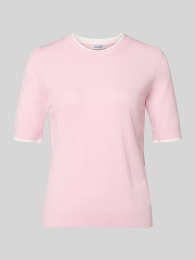 Produktfoto, Regular Fit Strickpullover mit Rundhalsausschnitt von More & More, różowy, półrękaw, dzianina, miks wiskozy, elastyczne wykończenia