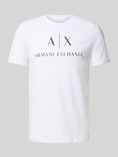ARMANI EXCHANGE T-shirt o kroju slim fit z czystej bawełny z nadrukiem z logo Biały 2