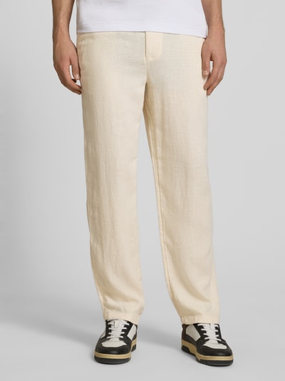 JACK & JONES Leinenhose mit Bindegürtel Modell 'KARL MYKONOS' Beige 4