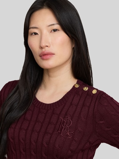 Lauren Ralph Lauren pullover in slim fit van katoen- en viscosemix Bordeaux - 3
