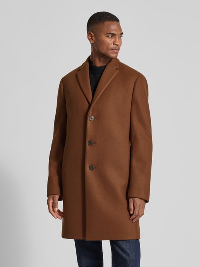 MCNEAL Lange jas van wolmix met reverskraag Donkerbruin - 4