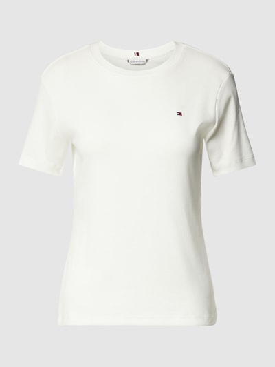 Tommy Hilfiger T-Shirt mit Label-Stitching Ecru 2