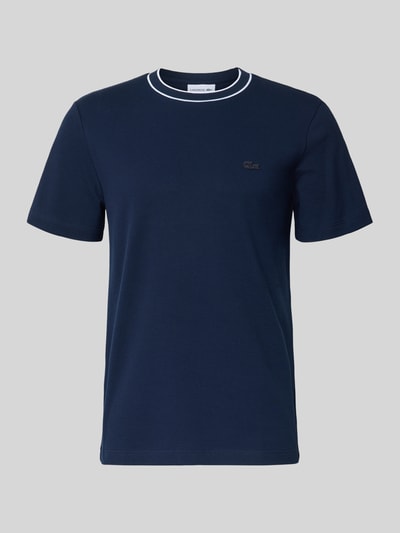 Produktfoto, Regular Fit T-Shirt aus Baumwoll-Mix von Lacoste in Optik: Unifarben mit Logo-Stitching, Rundhals, Kurzarm, Materialverarbeitung: Piqué
