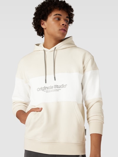 Jack & Jones Hoodie met labelprint, model 'LAKEWOOD' Beige - 3