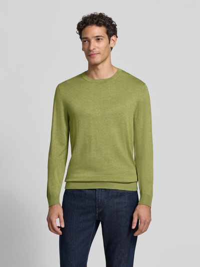 MCNEAL Strickpullover mit geripptem Rundhalsausschnitt Oliv Melange 4