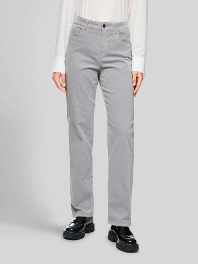 Marc Cain straight fit broek met corduroystructuur Lichtgrijs - 4