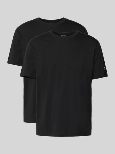 Produktfoto, T-Shirt mit Rundhalsausschnitt im 2er-Pack von CHAMPION in Schwarz, reine Baumwolle, Regular Fit, dezentes Label-Detail